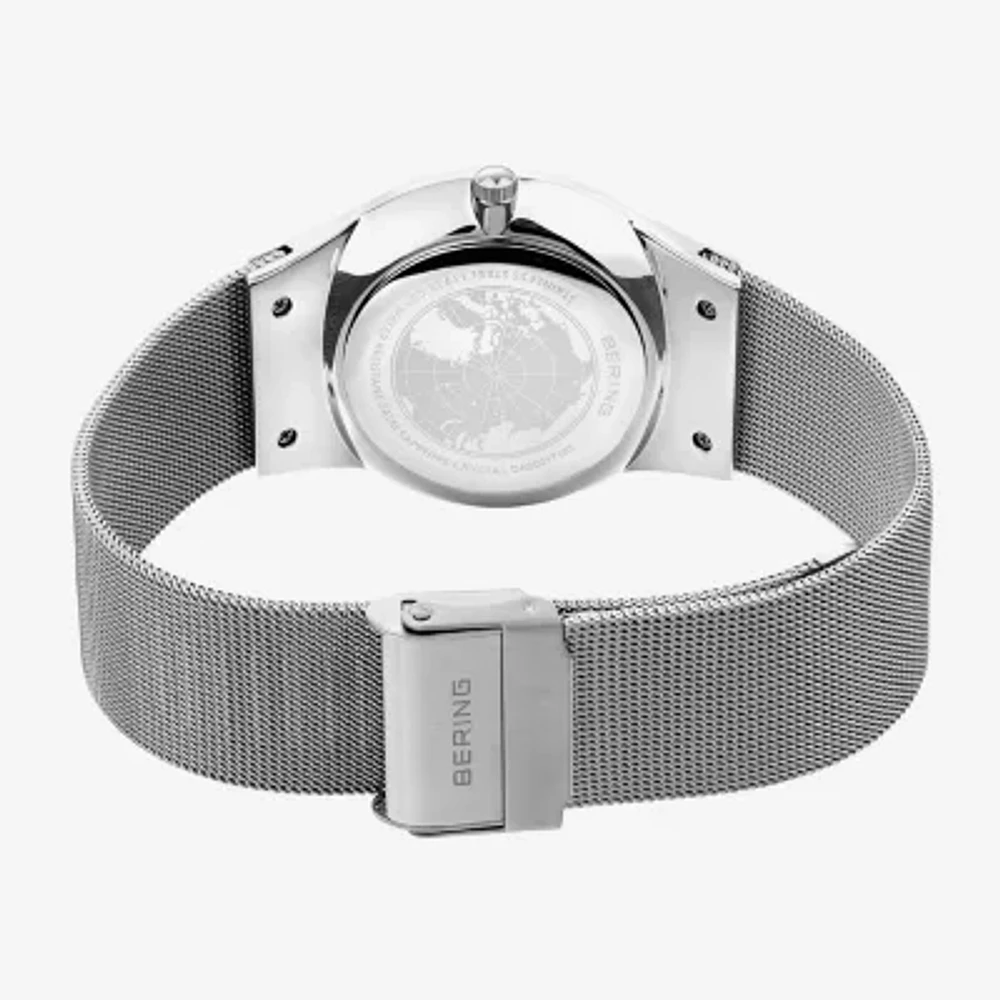 Bering Mens Gray Stainless Steel Bracelet Watch 11938-007