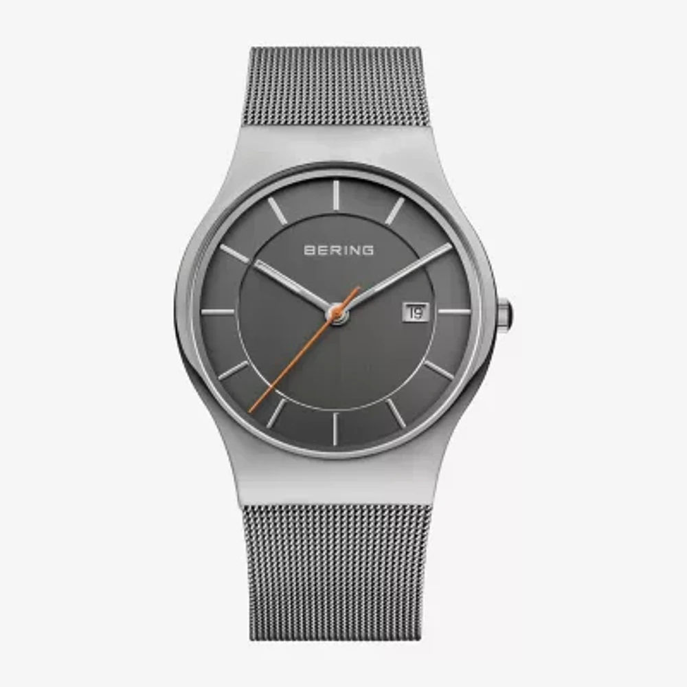 Bering Mens Gray Stainless Steel Bracelet Watch 11938-007