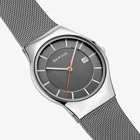 Bering Mens Gray Stainless Steel Bracelet Watch 11938-007