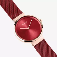 Bering Womens Red Stainless Steel Bracelet Watch 14531-363