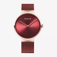 Bering Mens Red Stainless Steel Bracelet Watch 14539-363