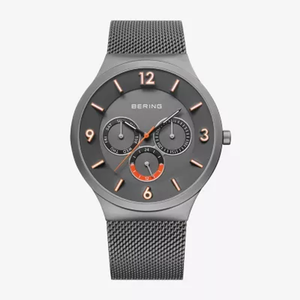 Bering Mens Gray Stainless Steel Bracelet Watch 33441-377