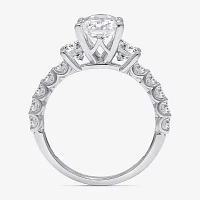 Love Lives Forever (I / I1) Womens 3 1/2 CT. T.W Lab Grown White Diamond 14K Gold Oval Side Stone 3-Stone Engagement Ring