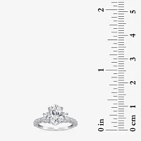 Love Lives Forever (I / I1) Womens 3 1/2 CT. T.W Lab Grown White Diamond 14K Gold Oval Side Stone 3-Stone Engagement Ring