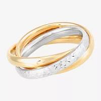 Made Italy 3MM 10K Two Tone Gold Round Band