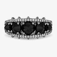 Enchanted Disney Fine Jewelry Villains 1/5 CT. Genuine Black Onyx Sterling Silver Round Maleficent Band