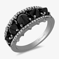 Enchanted Disney Fine Jewelry Villains 1/5 CT. Genuine Black Onyx Sterling Silver Round Maleficent Band