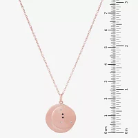 Womens Lab Created White Crystal 14K Rose Gold Over Silver 14K Rose Gold Circle Pendant Necklace