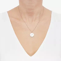 Womens Lab Created White Crystal 14K Rose Gold Over Silver 14K Rose Gold Circle Pendant Necklace