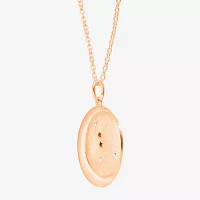 Womens Lab Created White Crystal 14K Rose Gold Over Silver 14K Rose Gold Circle Pendant Necklace