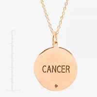 Womens Lab Created White Crystal 14K Rose Gold Over Silver 14K Rose Gold Circle Pendant Necklace