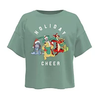 Disney Collection Little & Big Girls Crew Neck Short Sleeve Winnie The Pooh Holiday Graphic T-Shirt