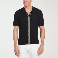 Cubavera Coatfront Mens Short Sleeve Cardigan