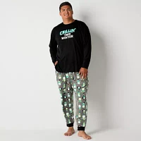 North Pole Trading Co. Mens Big Microfleece Crew Neck Long Sleeve 2-pc. Matching Family Pant Pajama Set