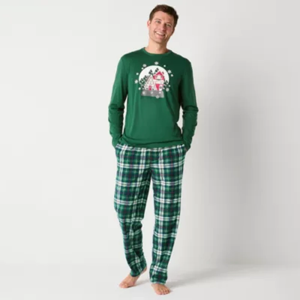 North Pole Trading Co. Mens Crew Neck Long Sleeve 2-pc. Matching Family Pant Pajama Set