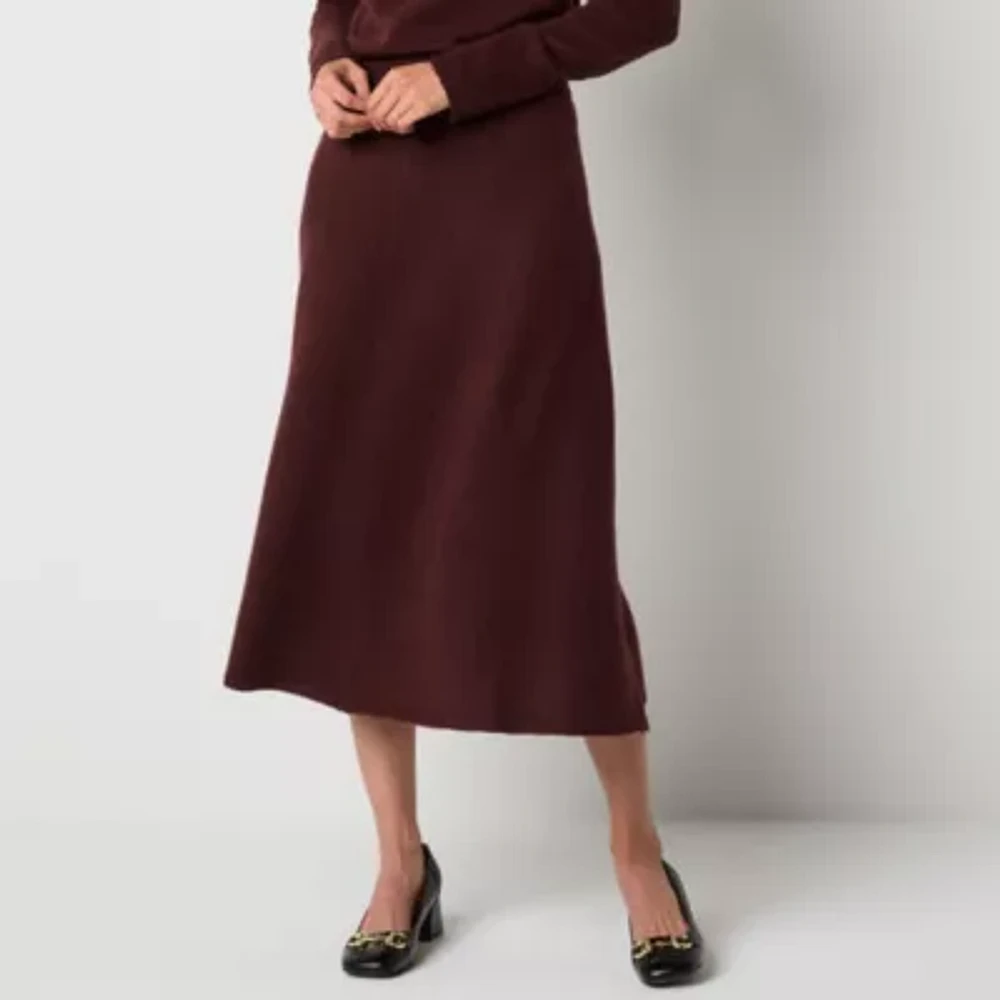 Worthington Womens Midi Sweater Skirt