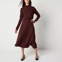 Worthington Womens Midi Sweater Skirt