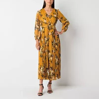 Studio 1 Womens Long Sleeve Floral Maxi Dress