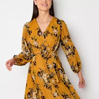 Studio 1 Womens Long Sleeve Floral Maxi Dress