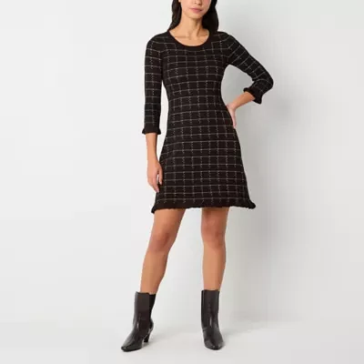 Studio 1 Womens 3/4 Sleeve Sweater Dress