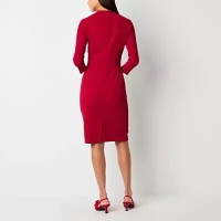 Jessica Howard Womens 3/4 Sleeve Sheath Dress