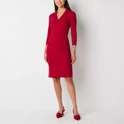 Jessica Howard Womens 3/4 Sleeve Sheath Dress