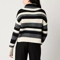 by&by Juniors Womens Cowl Neck Long Sleeve Striped Pullover Sweater