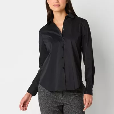 Worthington Womens Long Sleeve Regular Fit Button-Down Shirt