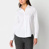 Worthington Womens Long Sleeve Regular Fit Button-Down Shirt