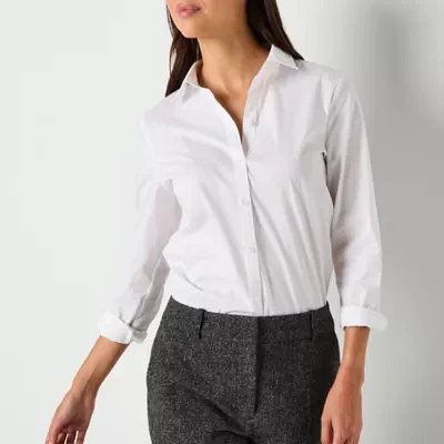 Worthington Womens Long Sleeve Regular Fit Button-Down Shirt