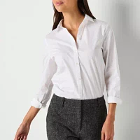Worthington Womens Long Sleeve Regular Fit Button-Down Shirt