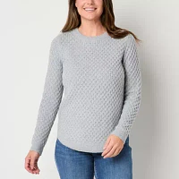 St. John's Bay Womens Crew Neck Long Sleeve Pullover Sweater