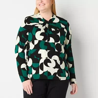 Liz Claiborne Plus Womens Long Sleeve Blouse