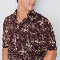 mutual weave Camp Big and Tall Mens Classic Fit Short Sleeve Floral Button-Down Shirt