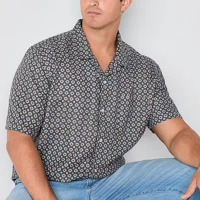 mutual weave Camp Big and Tall Mens Classic Fit Short Sleeve Floral Button-Down Shirt