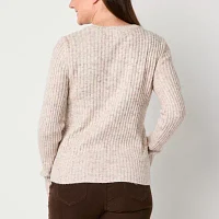 St. John's Bay Womens V Neck Long Sleeve Pullover Sweater