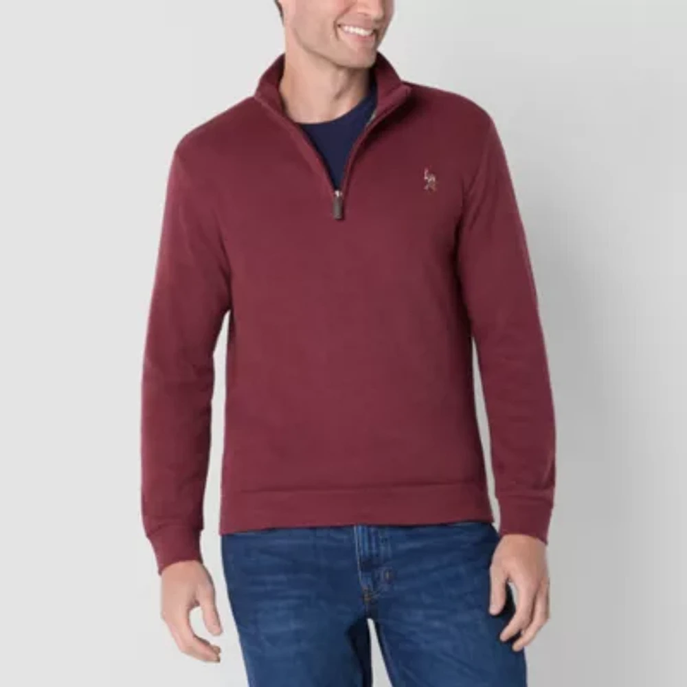 U.S. Polo Assn. Flatback Mens Mock Neck Long Sleeve Quarter-Zip Pullover