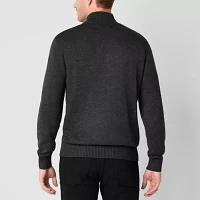 U.S. Polo Assn. Textured Quarter Zip Mens Mock Neck Long Sleeve Pullover Sweater