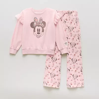 Disney Collection Little & Big Girls 2-pc. Fleece Minnie Mouse Pant Set