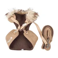 Pet Life Luxe 'Furracious' 2-In-1 Mesh Reversed Adjustable-Leash W/ Removable Fur Collar Dog Harness