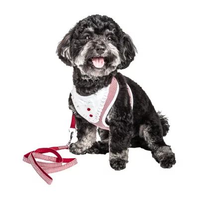 Pet Life Luxe 'Spawling' 2-In-1 Mesh Reversed Adjustable-Leash W/ Fashion Bowtie Dog Harnesses