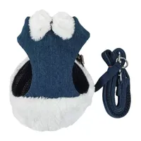 Pet Life Luxe 'Pom Draper' 2-In-1 Mesh Reversed Adjustable-Leash W/ Pom-Pom Bowtie Dog Harness