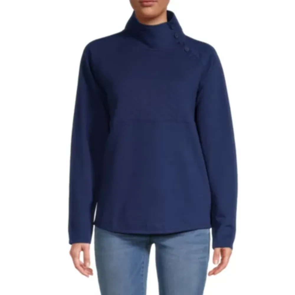 St. John's Bay Womens Mock Neck Long Sleeve Sweatshirt
