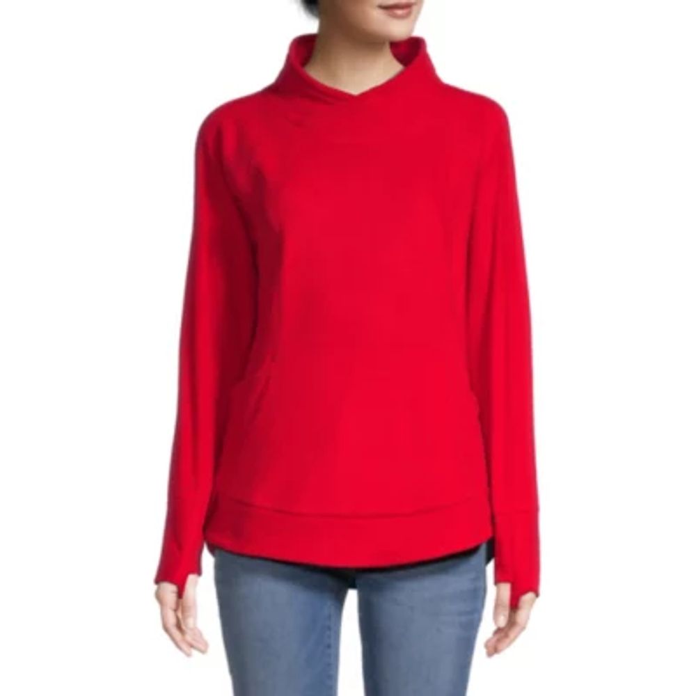 St. John's Bay Womens Funnel Neck Long Sleeve Sweatshirt