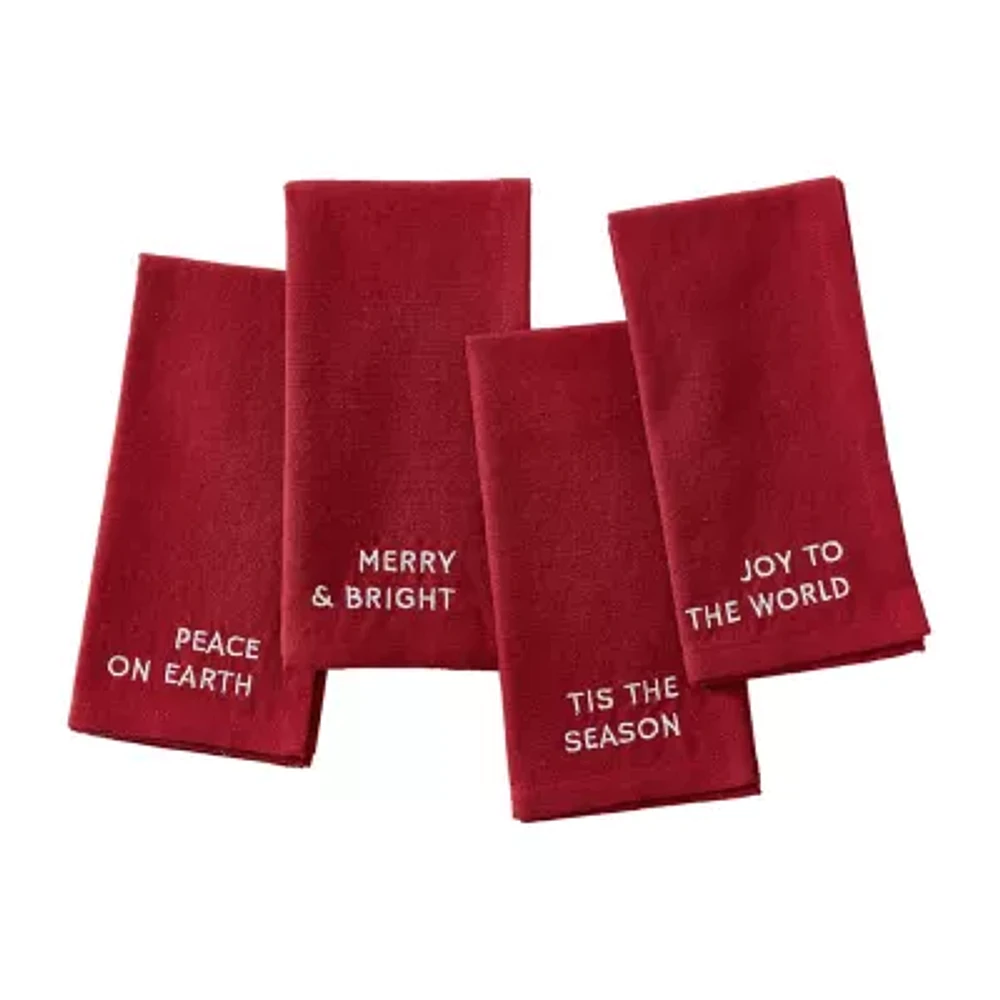 Elrene Home Fashions Joyful Sentiment Embroidered 4-pc. Napkins