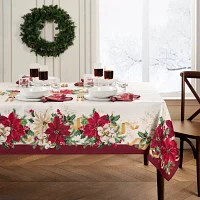 Elrene Home Fashions Poinsettia Garlands Engineered Rectangle Tablecloths