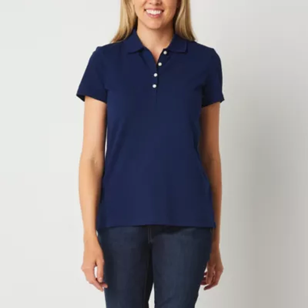 St. John's Bay Womens Short Sleeve Polo Shirt