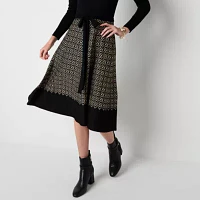 Danny & Nicole Womens Long Sleeve Belted Geometric Sweater Dress