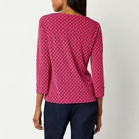 Liz Claiborne Tall Womens Square Neck 3/4 Sleeve Blouse