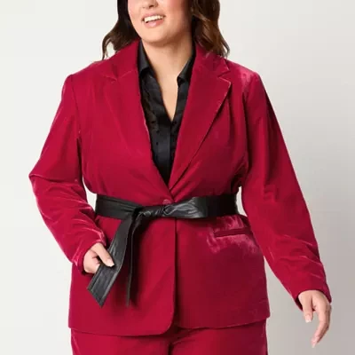 Worthington Plus Womens Velvet Jacket